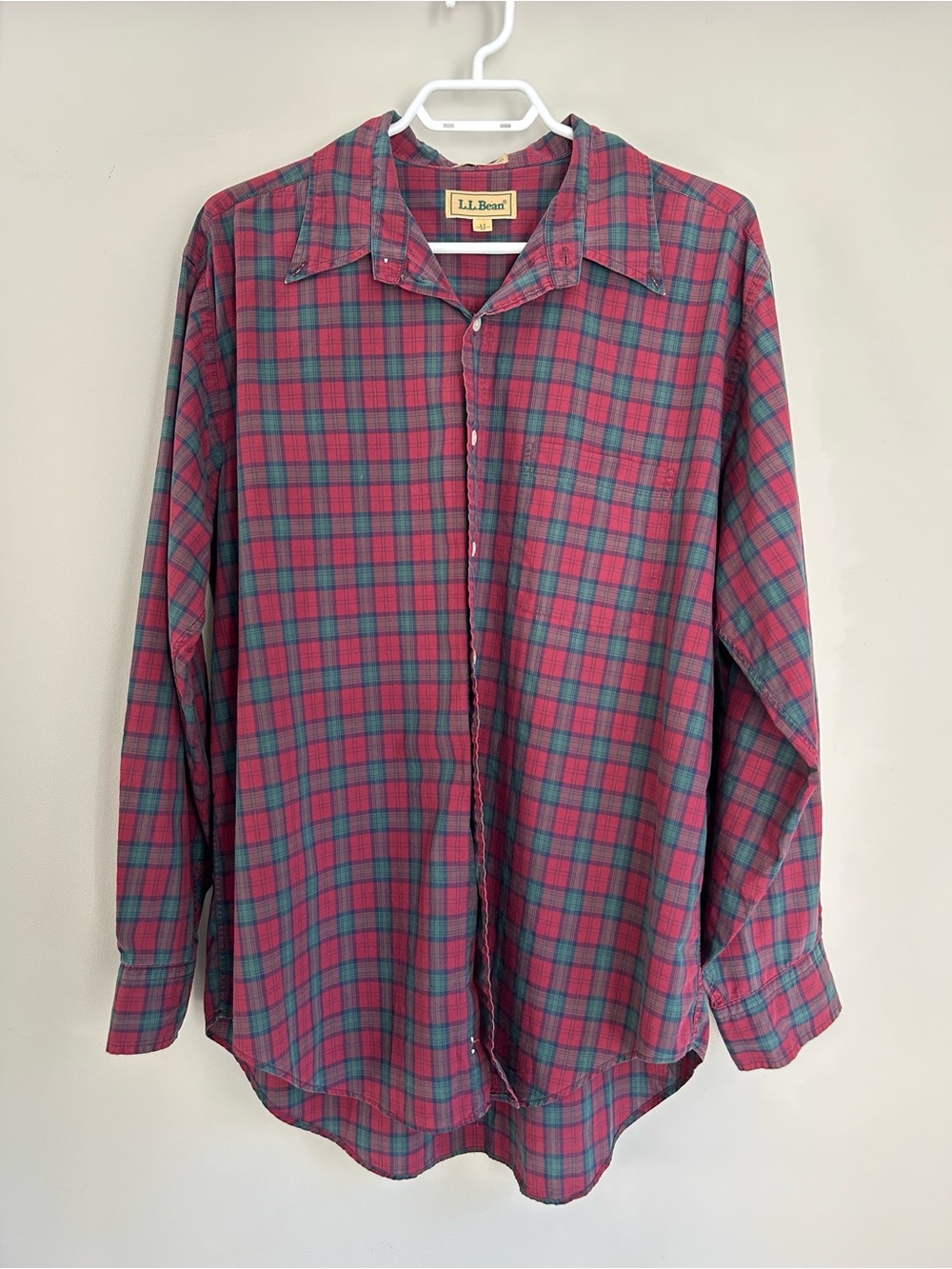 Vintage LL Bean Plaid Button Up Collar Cotton Shirt